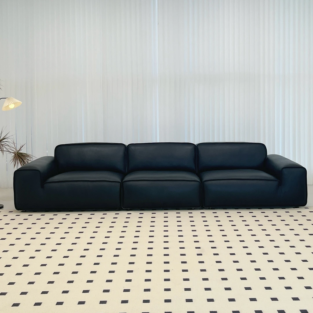 夏图大黑牛真皮沙发头层牛皮客厅意式极简家用全青皮半青皮