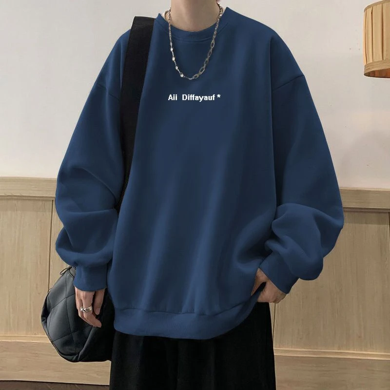 长袖卫衣男秋冬潮流款日系宽松复古美式长袖潮牌加绒无帽男士上衣