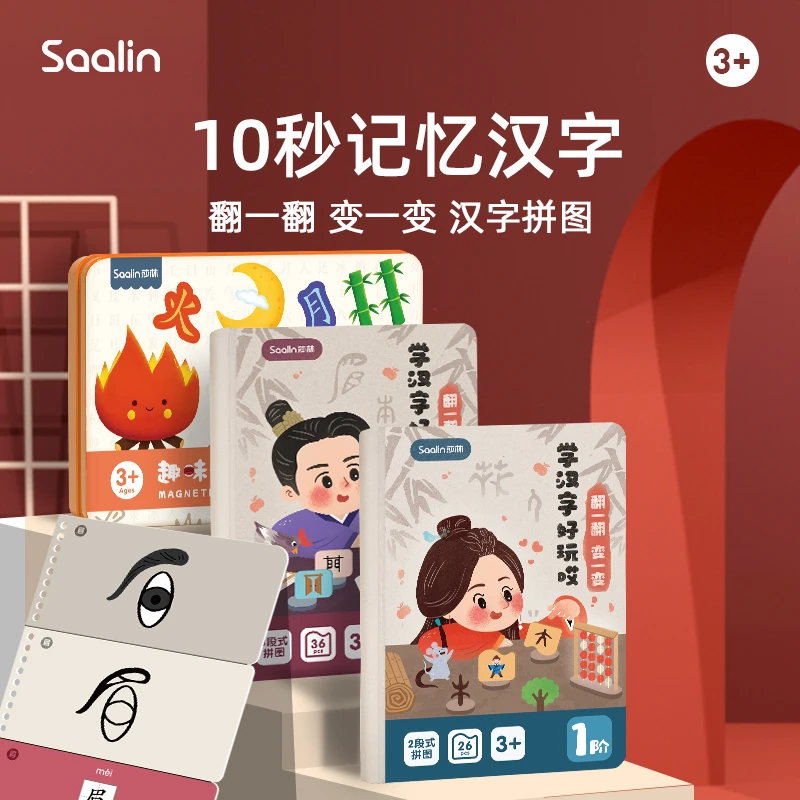 Saalin莎林 汉字启蒙拼图玩具识字卡认字卡拼板幼儿益智儿童早教