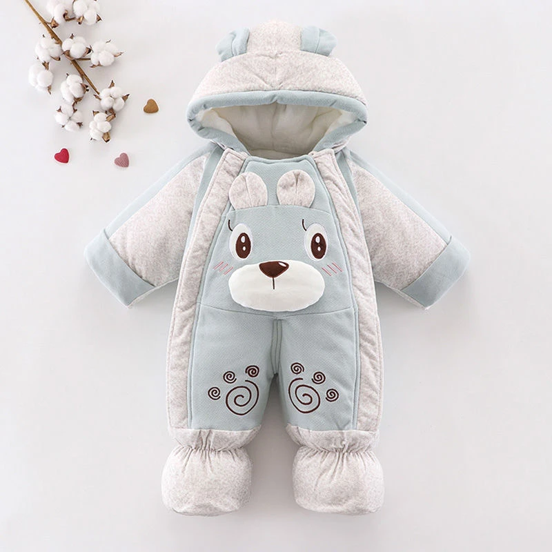 新生婴儿衣服冬季加厚连体衣宝宝保暖哈衣套装加绒棉包脚外出抱衣
