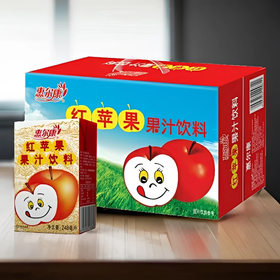 【整箱24盒】惠尔康红苹果送礼果汁饮料风味248ml童年老包装酸甜饮.