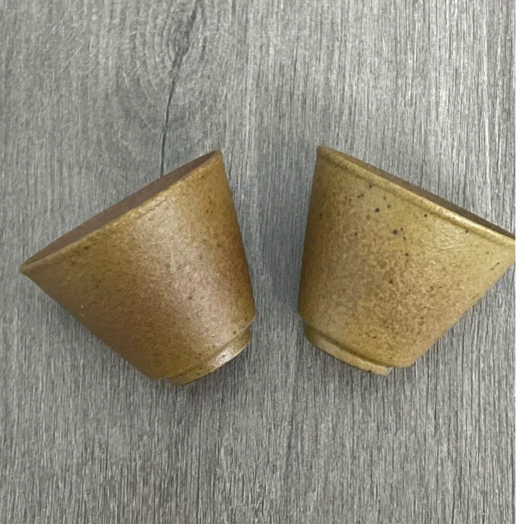 酱釉老岩泥创意新中式仿古小斗笠杯功夫茶具茶杯