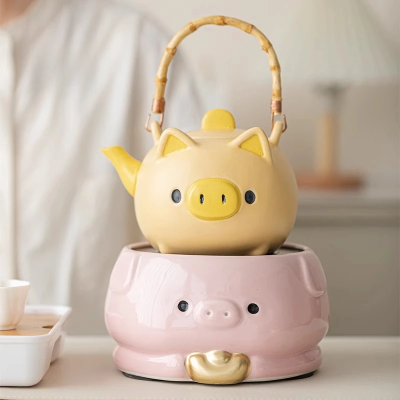 福熙堂陶瓷小猪煮茶壶煮茶器耐高温茶炉加厚烧水泡茶围炉电陶炉