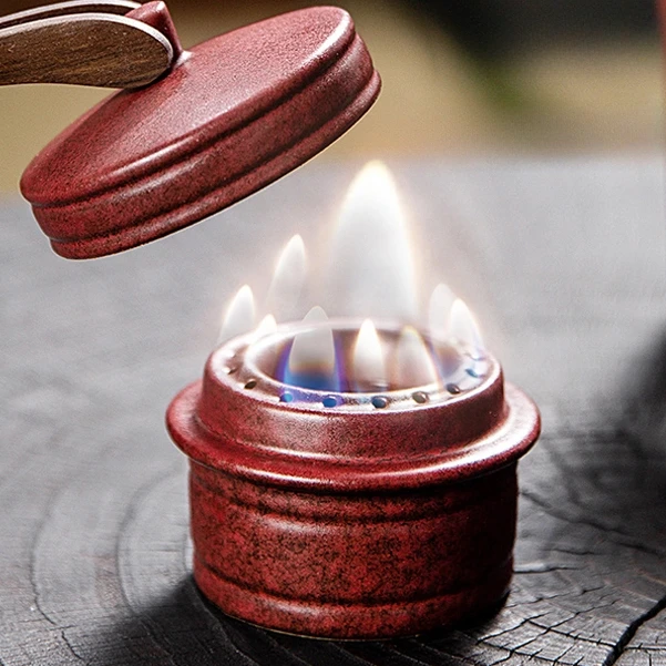 2024新款山楂红无芯酒精灯煮茶器液体酒精炉户外温茶加热围炉