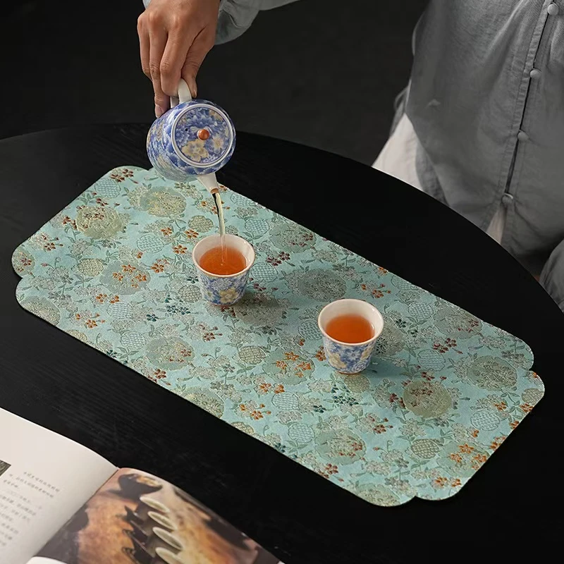 复古新中式茶席双面可用泡茶垫隔热中式茶巾布长方形茶艺国风