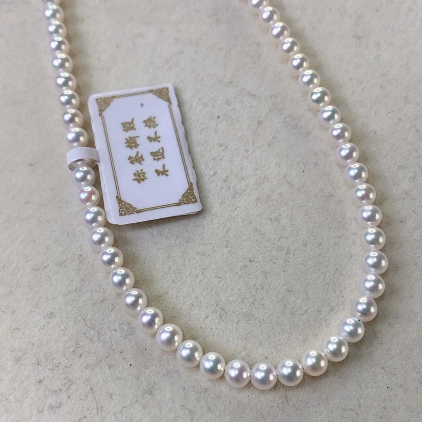 【闪购商品】淡水珍珠颈饰银S925镶嵌3.5-4mm正圆无暇冷白