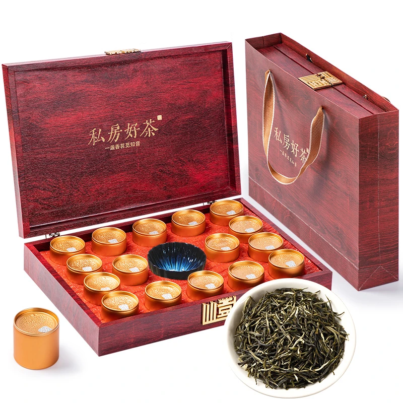 印象堂茶叶 毛尖绿茶16小罐礼盒装配主人杯茶具中秋节礼品送长辈