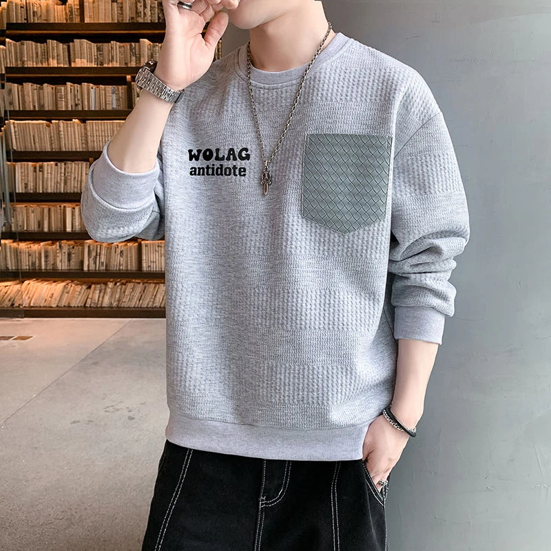 圆领卫衣男套头春秋款韩版潮牌ins百搭帅气长袖T恤大码宽松上衣服