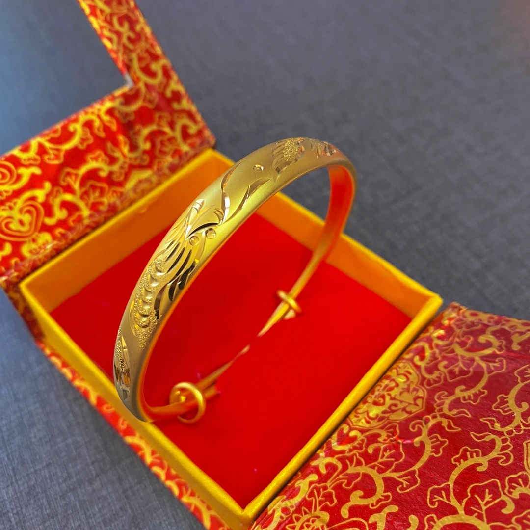钛钢手镯 龙凤手镯（推拉款） 古法龙凤呈祥精美妈妈不掉色经典实心