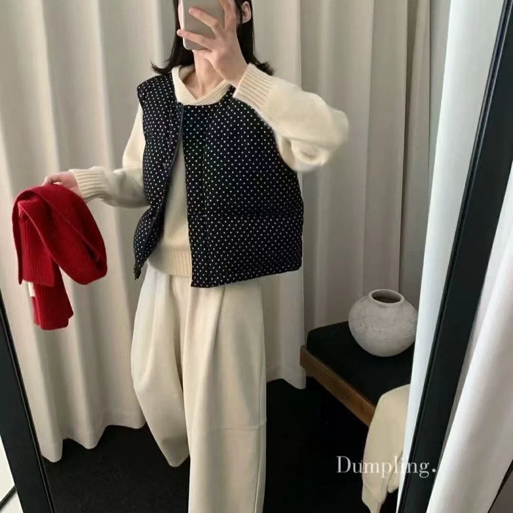 J1662  秋冬新款小个子百搭修身波点背心