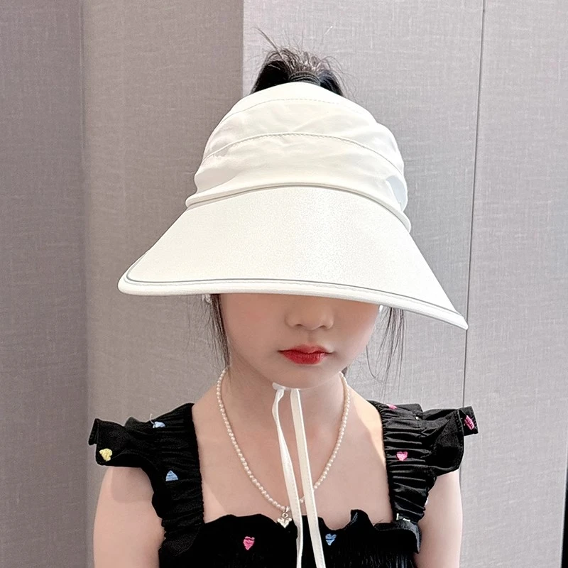 儿童帽子女童大帽檐遮阳防晒帽小女孩夏季防紫外线出游空顶太阳帽