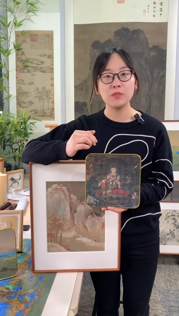 【闪购商品】绘画水月观音ps框小摆台一个