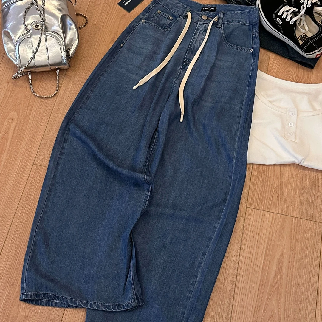 @SIX*原/原包装全品相！软糯天丝抽绳绑带薄款牛仔裤春夏