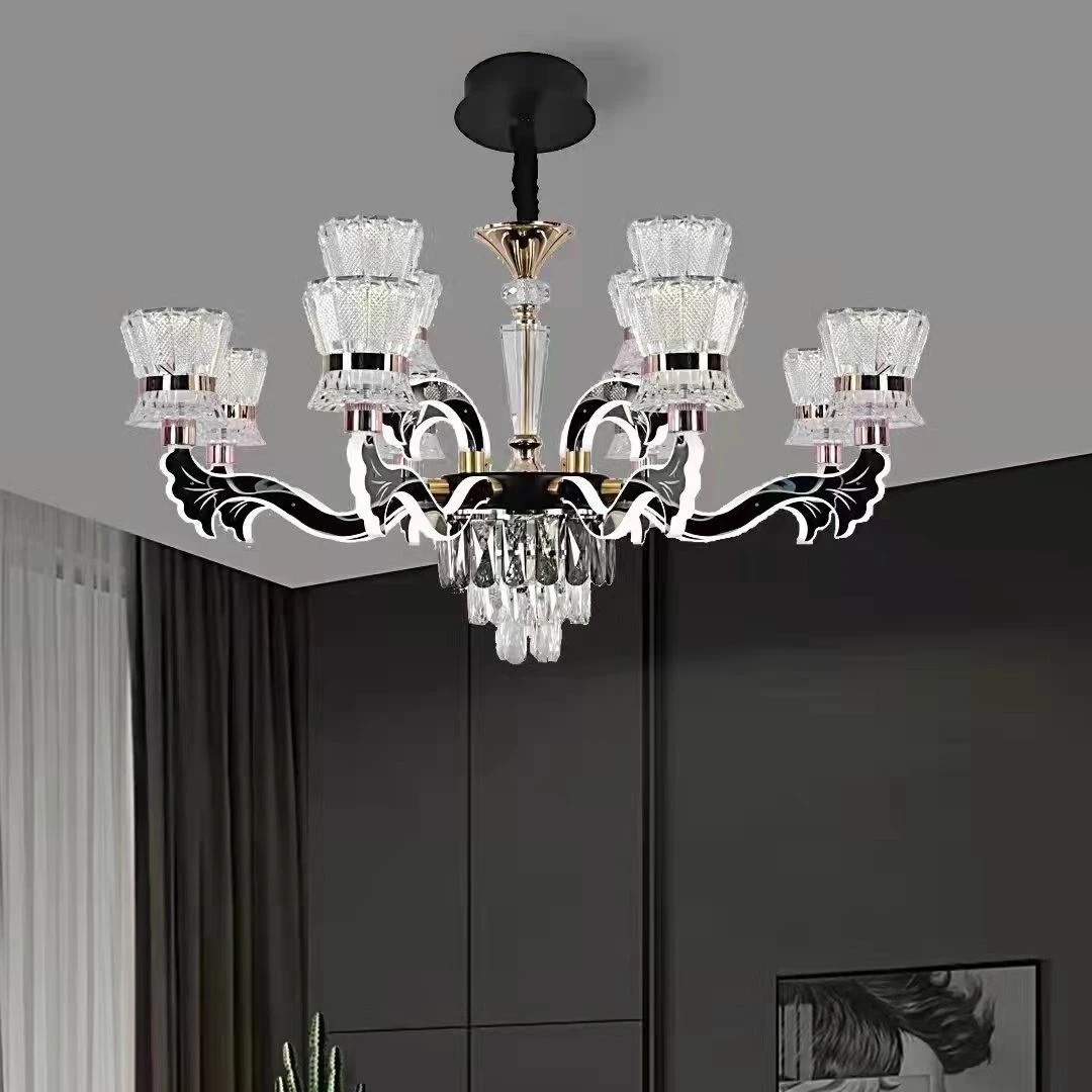 水晶吊灯客厅灯具现代简约轻奢2022年高档大气智能语音餐厅吊灯