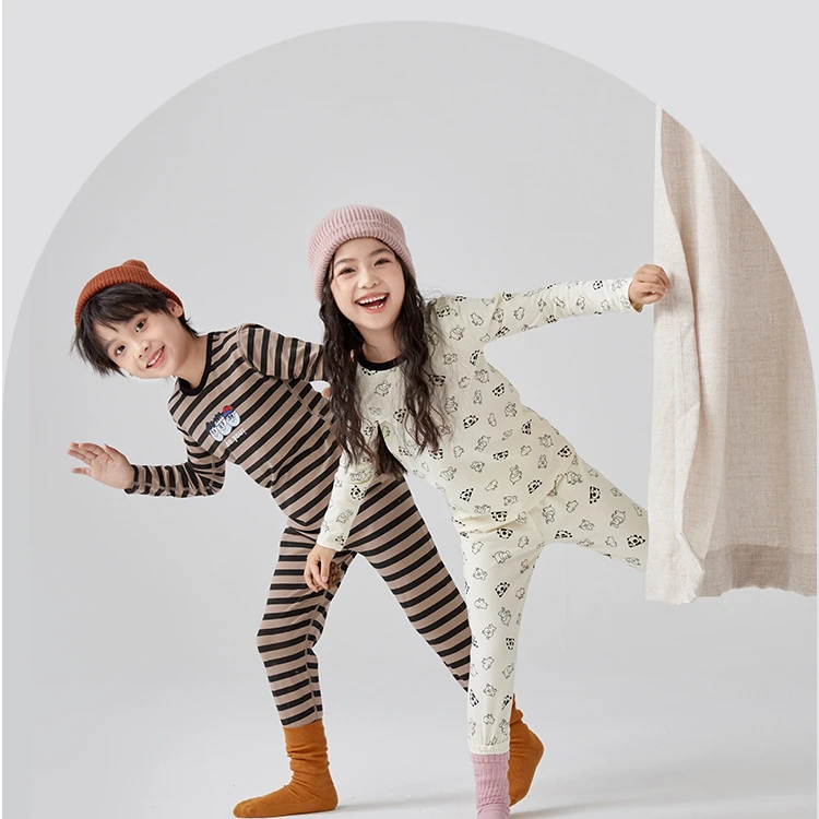 【190g】A类纯棉薄款儿童内衣套装亲肤透气春秋长袖打底秋衣家居服