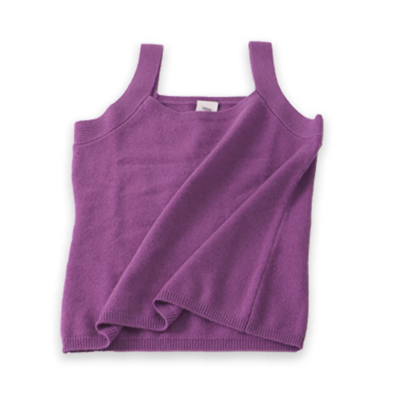 TALMUS/塔拉牧丝春秋季时尚纯色打底女士无袖圆领羊绒背心外穿