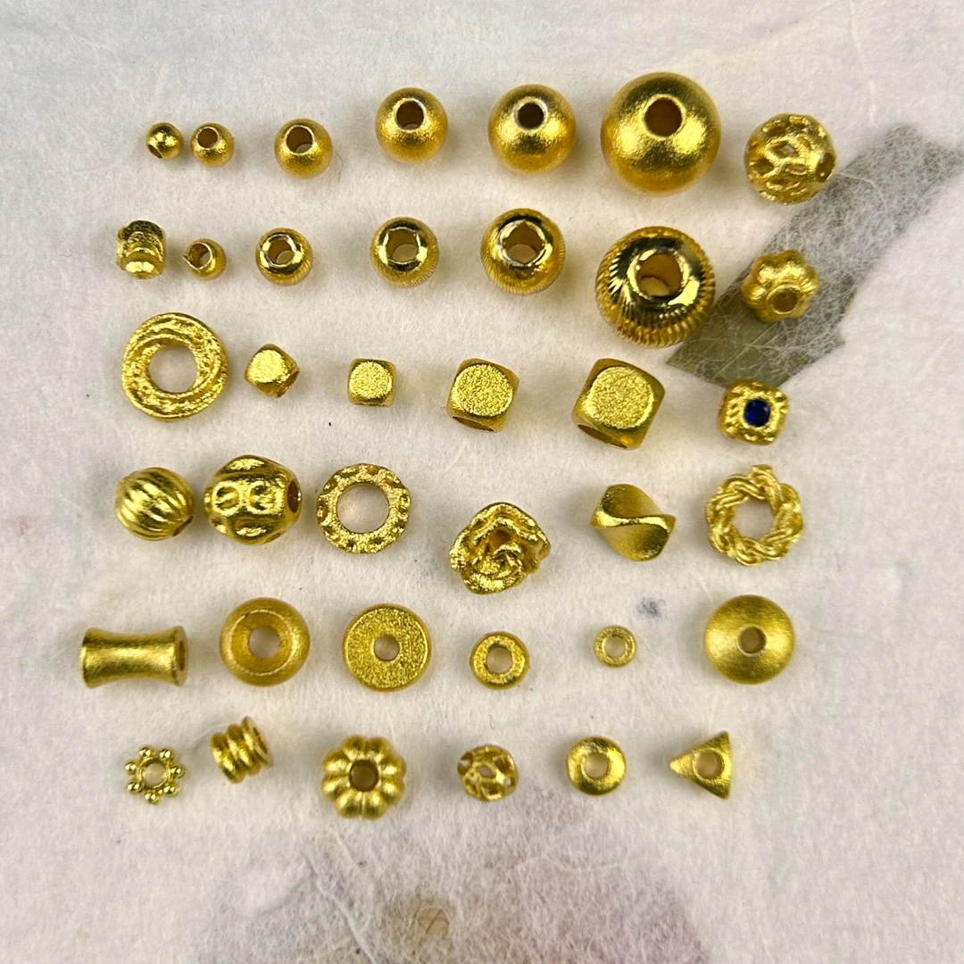 铜合金久不掉色古法珠隔片猫眼珠盘缠蹦迪珠碎金方糖