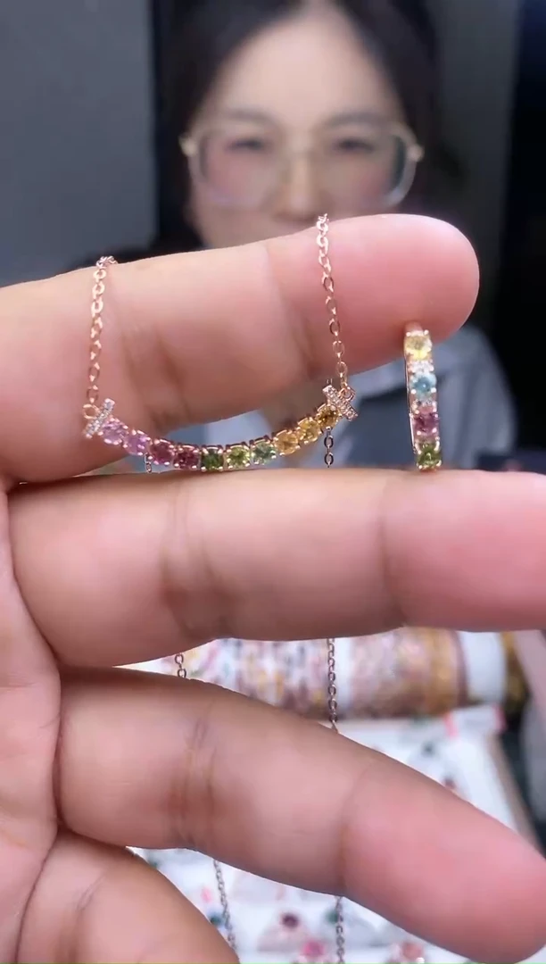 【闪购商品】碧玺套装银S925镶嵌2
