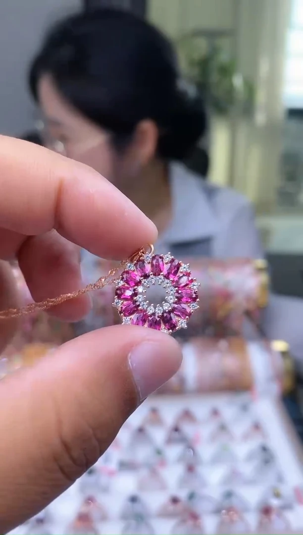 【闪购商品】碧玺吊坠银S925镶嵌2