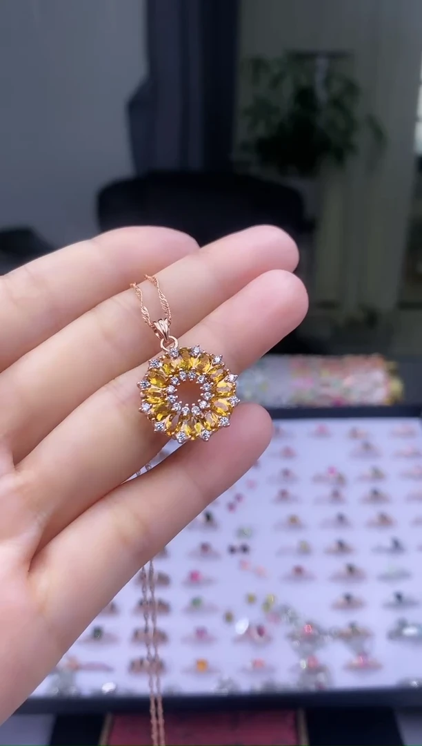 【闪购商品】碧玺吊坠银S925镶嵌2