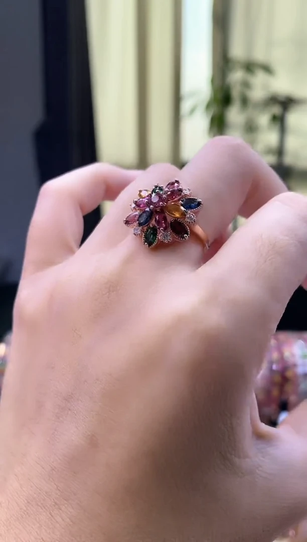 【闪购商品】碧玺戒指.银S925镶嵌634534535434535435