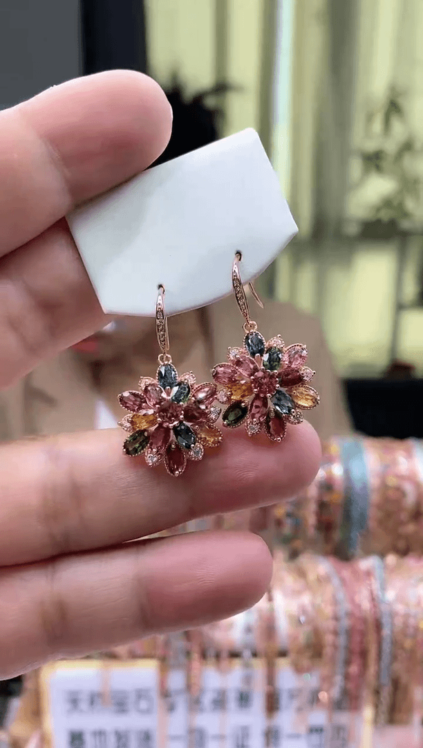 【闪购商品】碧玺耳钩银S925镶嵌33453453543453