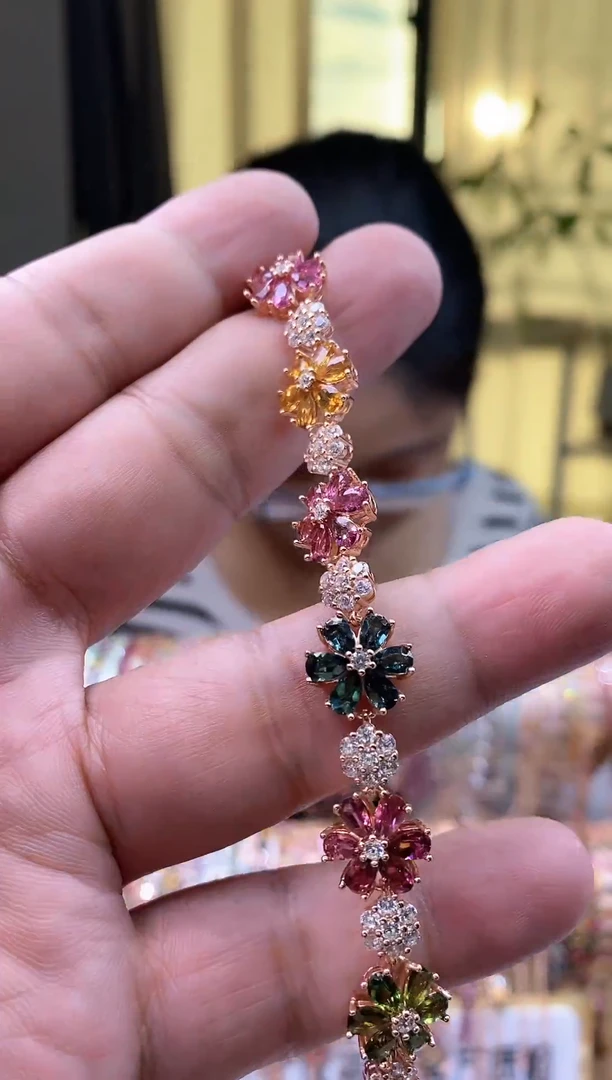 【闪购商品】碧玺手链银S925镶嵌34543554354354354