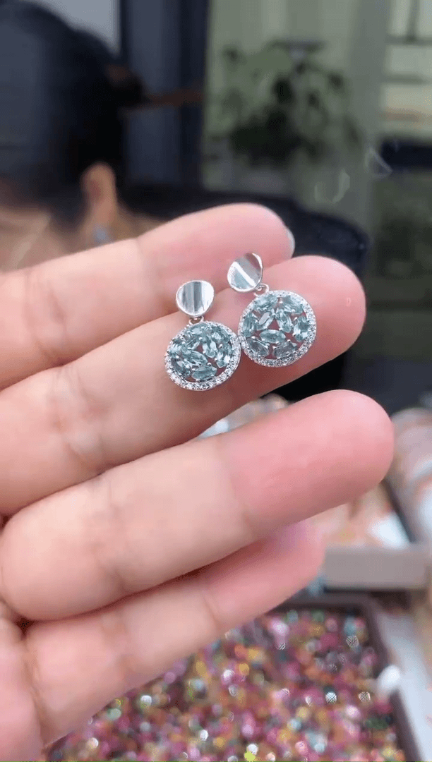 【闪购商品】碧玺耳钉银S925镶嵌5