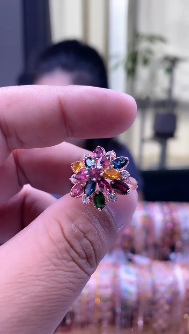 【闪购商品】碧玺戒指银S925镶嵌3453453453