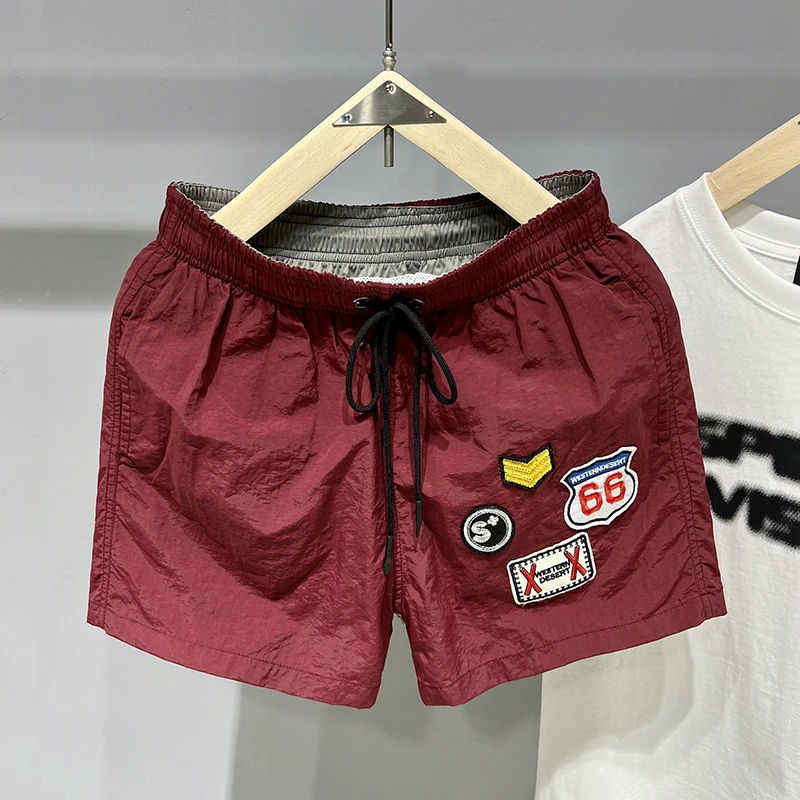 内衬款海边休闲游泳裤美式速干沙滩裤男夏季潮牌运动跑步三分短裤