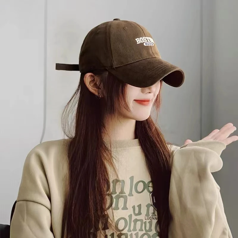 宽帽檐BOS棒球帽男女大脸显脸小鸭舌帽秋四季百搭户外帽大头大脸