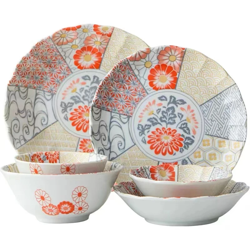 日本进口美浓烧釉下彩包邮陶瓷餐具粉色吉祥美浓祥瑞日式饭碗深盘