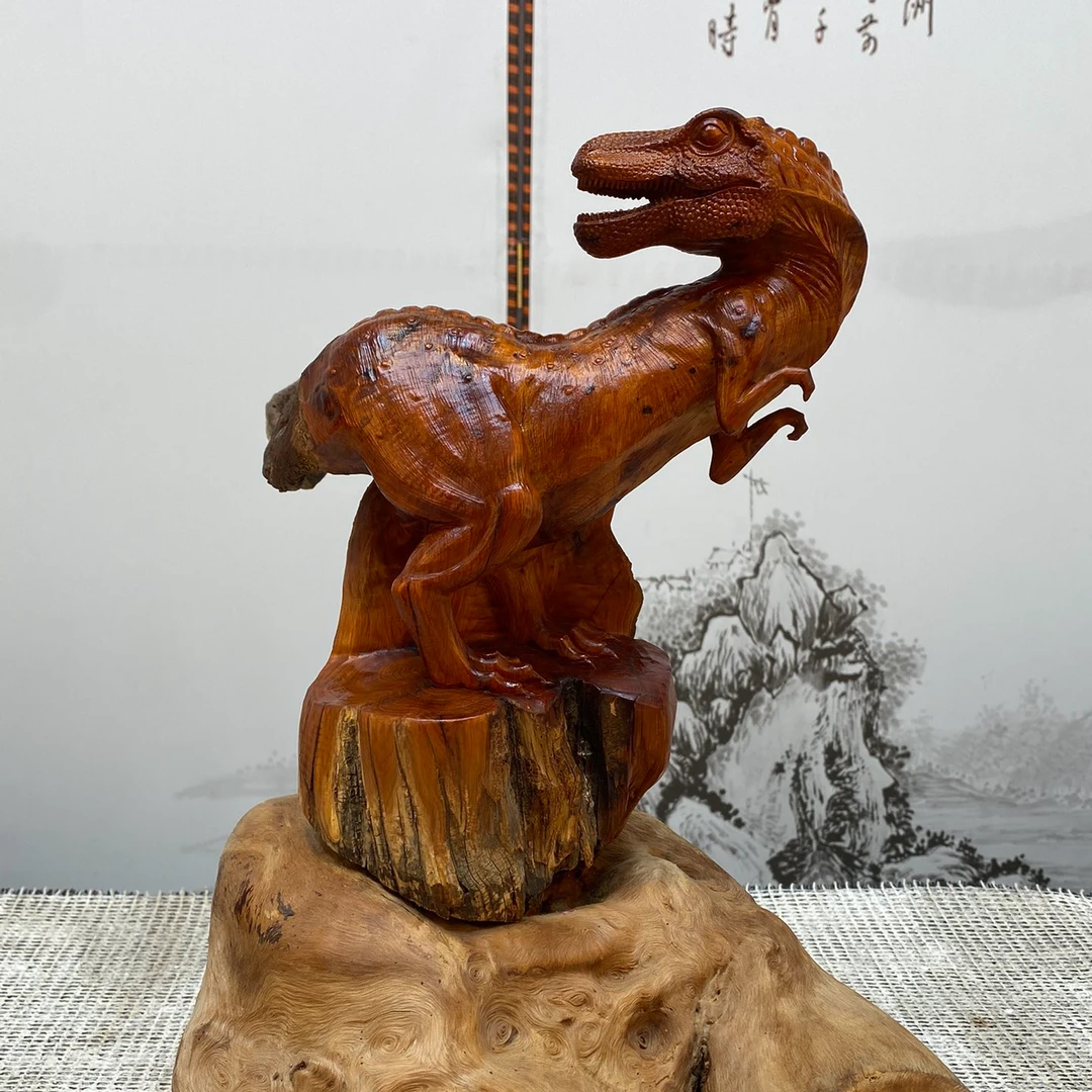 黑金刚崖柏根雕 恐龙摆件