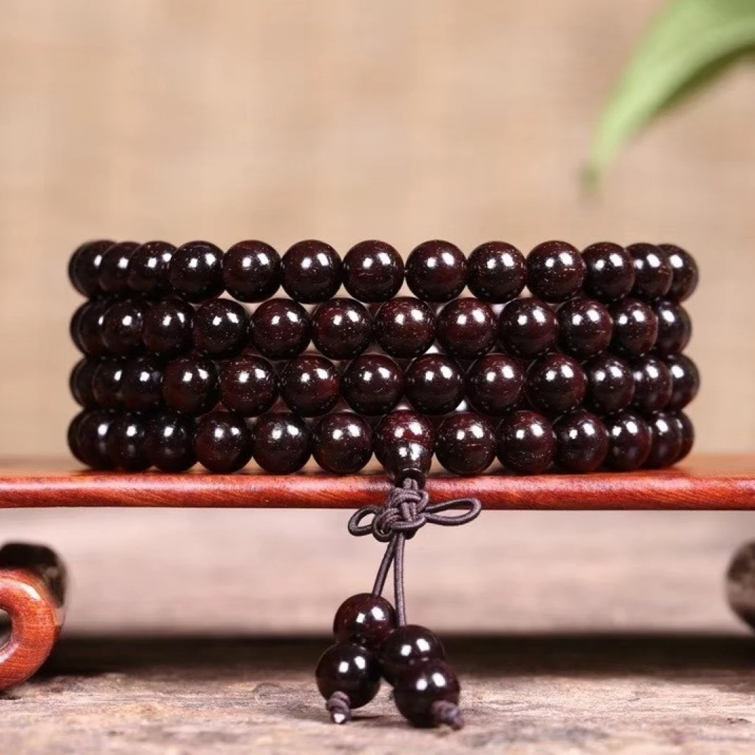 非洲小叶紫檀（血檀）0.8手串佛珠人工金星高油高密泥料手串男女款