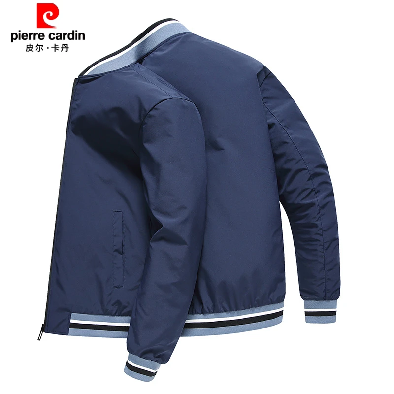 皮尔卡丹春秋季男士休闲棒球领夹克中年人商务爸爸外套男薄款百搭