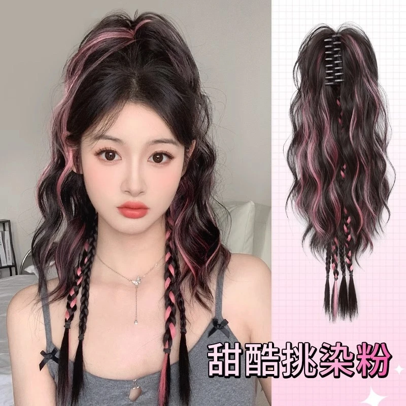 假发辫子抓夹马尾女仿真发音乐节辣妹多巴胺y2k拳击辫半扎高马尾
