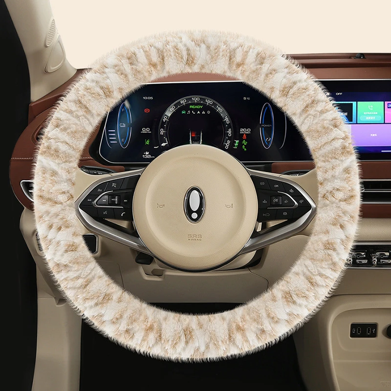 冬季新款汽车方向盘套毛绒保暖水貂绒车把套