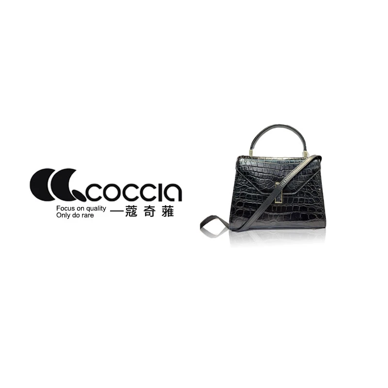 「高定女包」蔻奇蕥COCCIA 鳄鱼皮定制手提包 9130 黑色