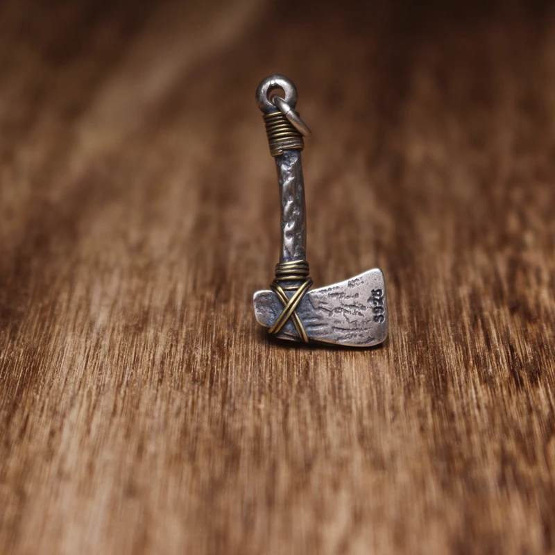 风挂做个性配饰925坠文玩制品坠纯手工民族小吊坠项银银众斧头旧