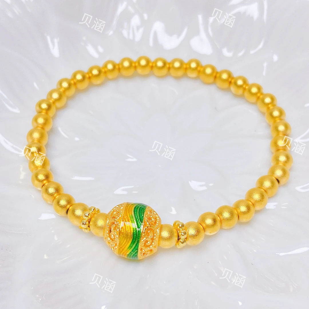 铜合金手链 古风千里江山绣球女款手链古法女士百搭民族风新手环