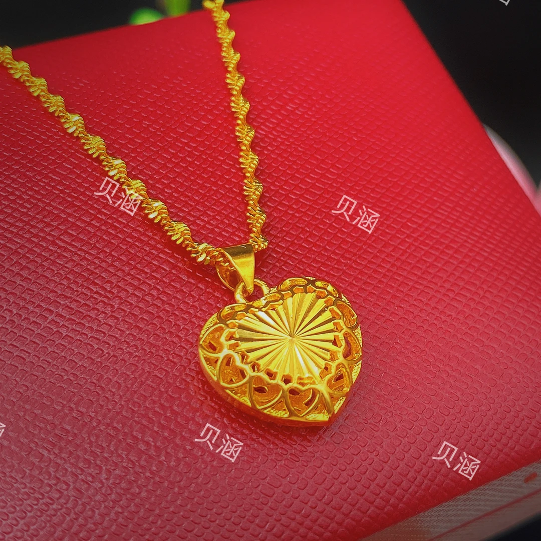 铜合金项链 双爱心女款项链超仙时尚锁骨链气质酷潮百搭秋冬坠链