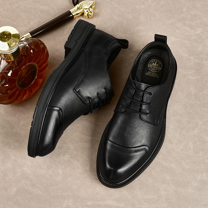 8912皮鞋男头层牛皮尖头男士休闲商务正装英伦潮流时尚黑色耐磨鞋