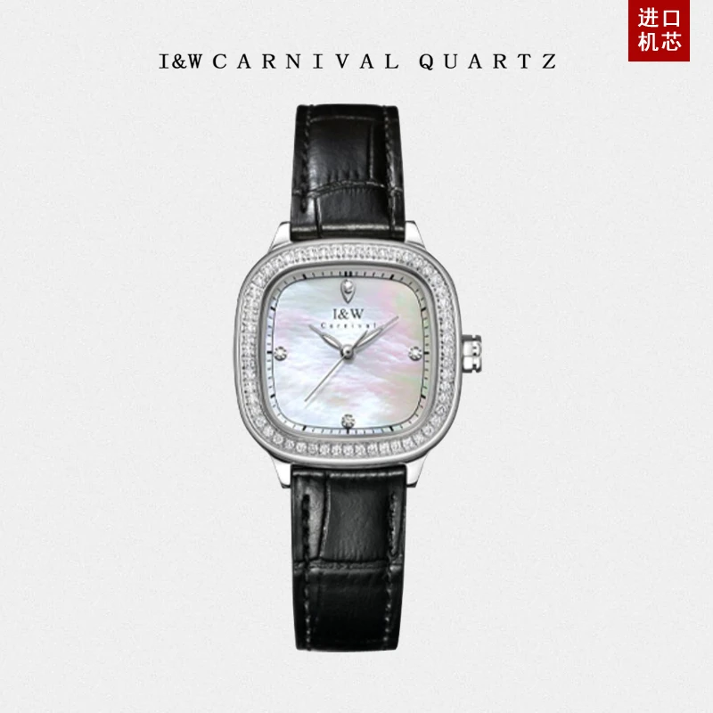 IW爱沃驰女士手表轻奢小众方形进口石英表时尚优雅气质腕表真皮带