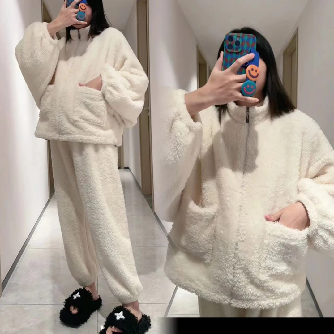 【熹熹】孕妇装冬季加绒加厚家居保暖套装