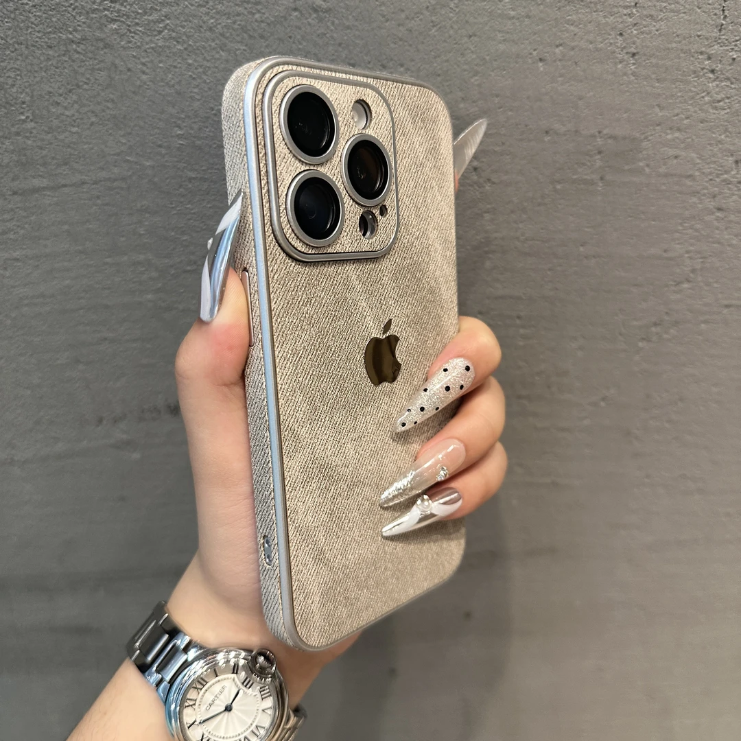 高级牛仔纹适用iphone16promax手机壳苹果15镜头膜14全包17防指纹