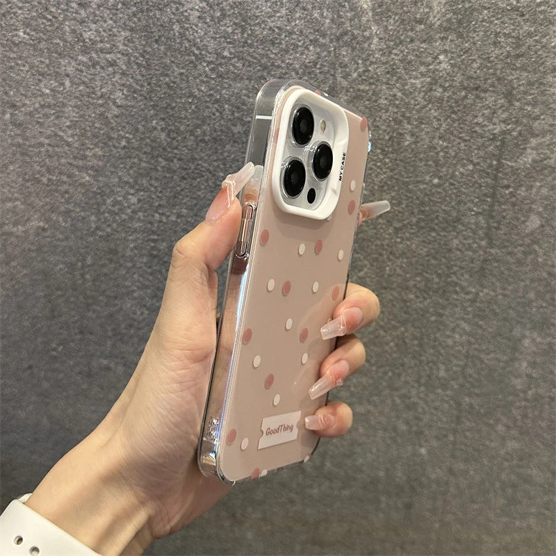 ins卡通高级满屏波点苹果15promax手机壳iPhone13/14pro防摔女款