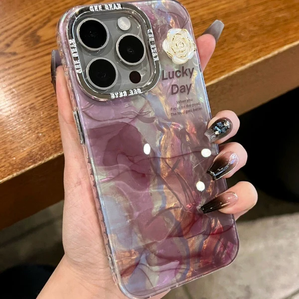 ins晕染水墨山茶花适用苹果15手机壳iPhone13新款14promax软12/11