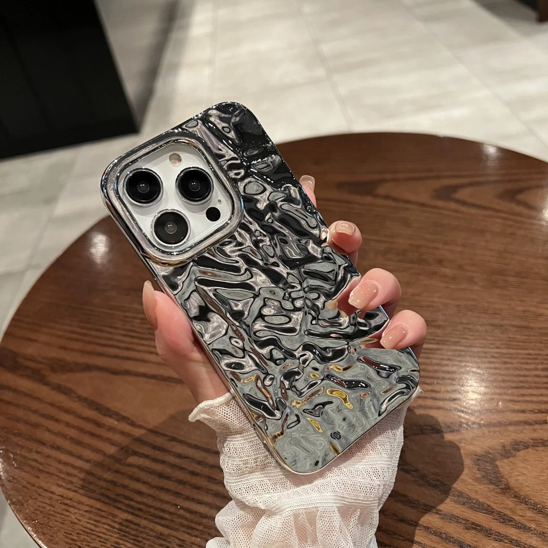 锡箔纹银色软壳适用iphone15proMax手机壳苹果16pro简约13防摔14