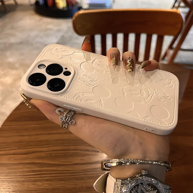 白色米奇壳苹果15手机壳iphone14promax网红苹果13高级感12男女11