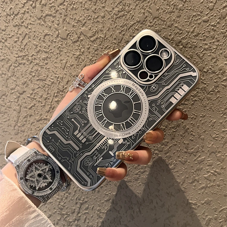 机械表磁吸适用苹果16promax手机壳iphone15pro高级感13全包14/12